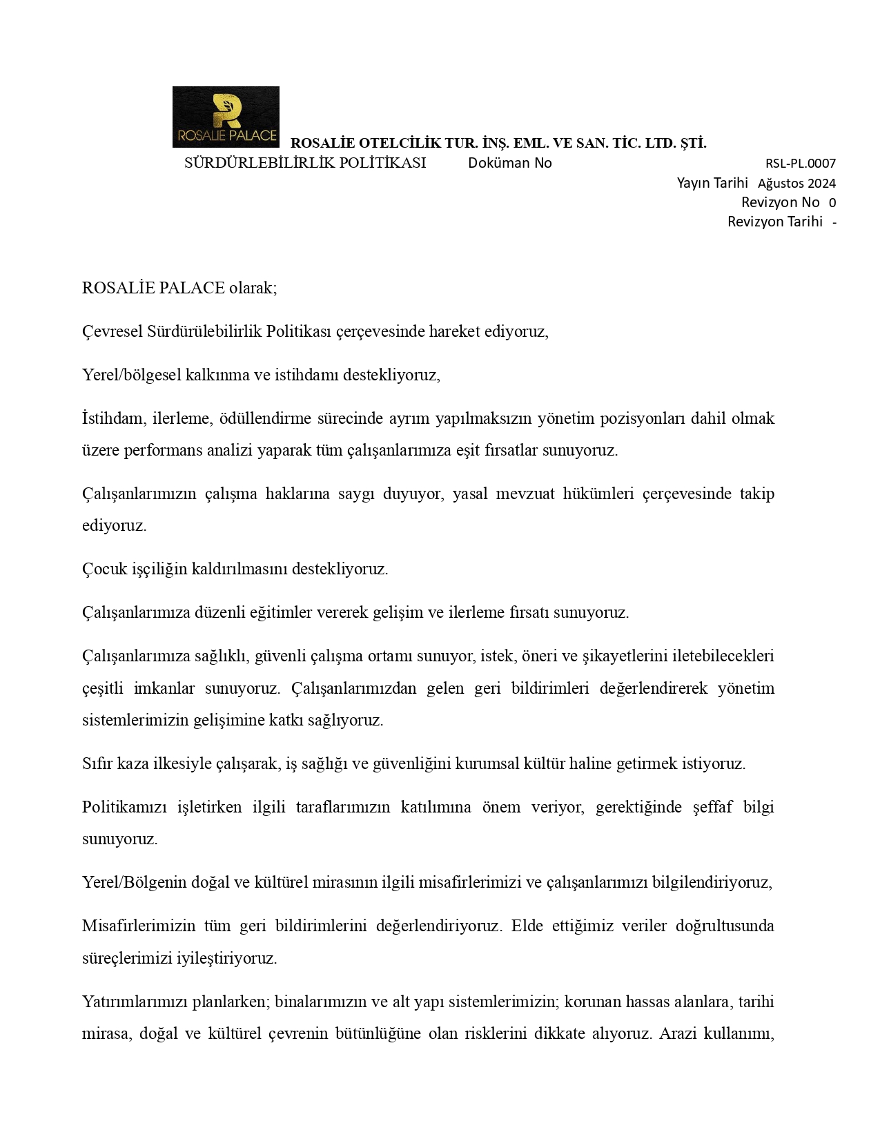 Otel Politikaları 1